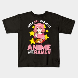 Just A Girl Who Loves Anime and Ramen Bowl Japanese Noodles Kids T-Shirt